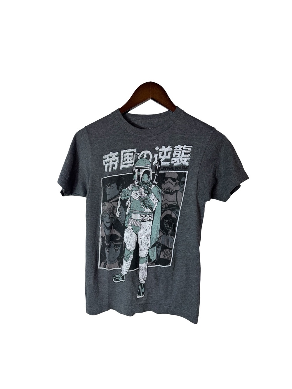 VINTAGE STAR WARS BOUNTY HUNTER GRAY SHIRT SIZE XS JAPANESE ANIME